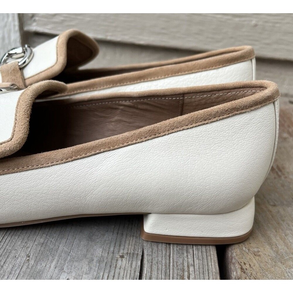 New! Donald Pliner Saeli Women's 10 Cream Leather Loafers Kiltie Horsebit Detail - Picture 8 of 14